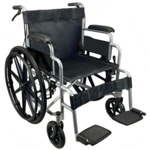 Lightweight Folding Wheelchair Attendant Brakes Self Propelled Mag Wheels - Grey