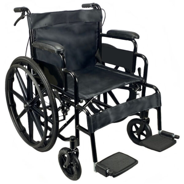 Lightweight Folding Wheelchair Black Attendant Brakes Self Propelled Mag Wheels