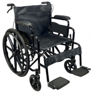 Lightweight Folding Wheelchair Attendant Brakes Self Propelled Mag Wheels - Black